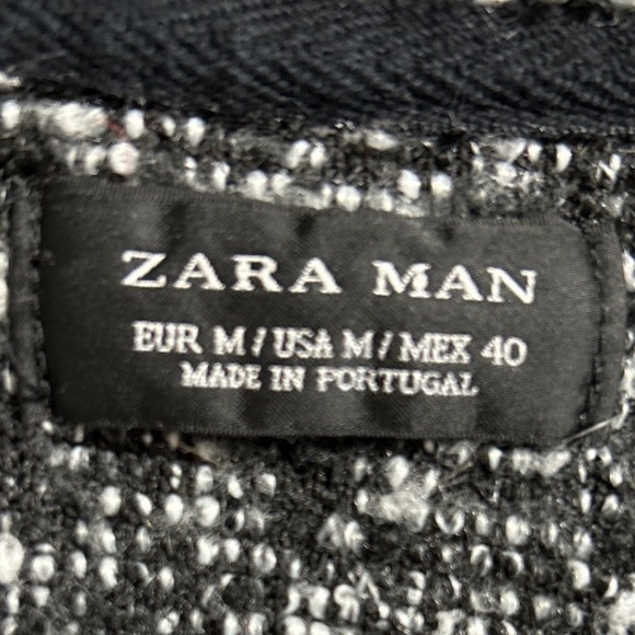 Zara Man Marled Knit Long Cardigan Sweater Black White Grey Size M - Picture 6 of 6